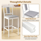2-Piece Upholstered Bar Stools with Rubberwood Frames
