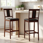 2-Piece Upholstered Bar Stools with Rubberwood Frames