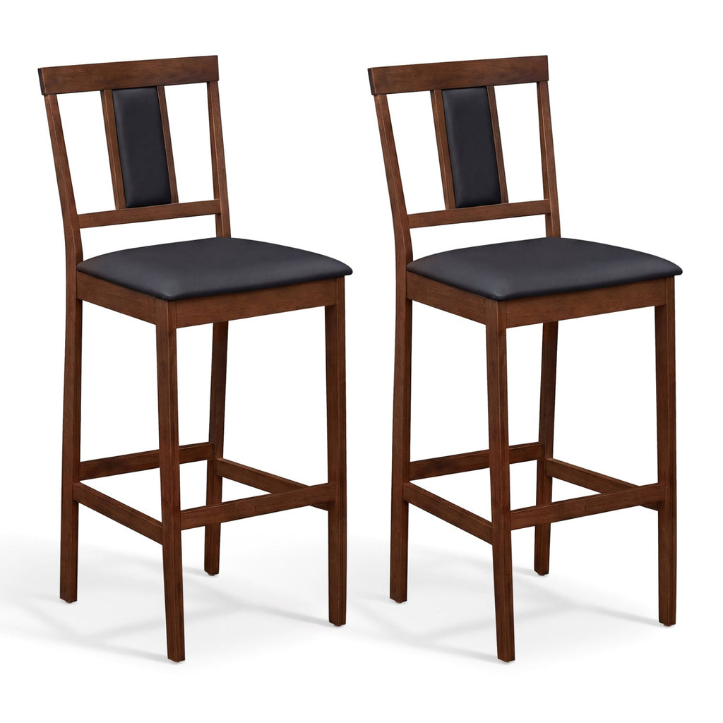 2-Piece Upholstered Bar Stools with Rubberwood Frames