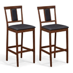 2-Piece Upholstered Bar Stools with Rubberwood Frames
