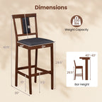 2-Piece Upholstered Bar Stools with Rubberwood Frames