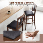 2-Piece Upholstered Bar Stools with Rubberwood Frames