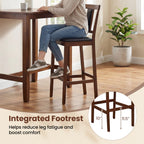 2-Piece Upholstered Bar Stools with Rubberwood Frames