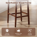 2-Piece Upholstered Bar Stools with Rubberwood Frames