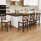 Set of 2 X-Back Bar Stools with Upholstered Cushioned Seats