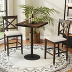 Set of 2 X-Back Bar Stools with Upholstered Cushioned Seats