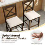 Set of 2 X-Back Bar Stools with Upholstered Cushioned Seats