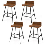 24" Industrial Bar Stools with Low Back - Set of 4
