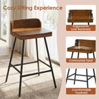 24" Industrial Bar Stools with Low Back - Set of 4