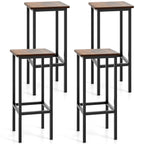Set of 4 Bar Stool Set 26 Inch Bar Chair with Metal Legs and Footrest