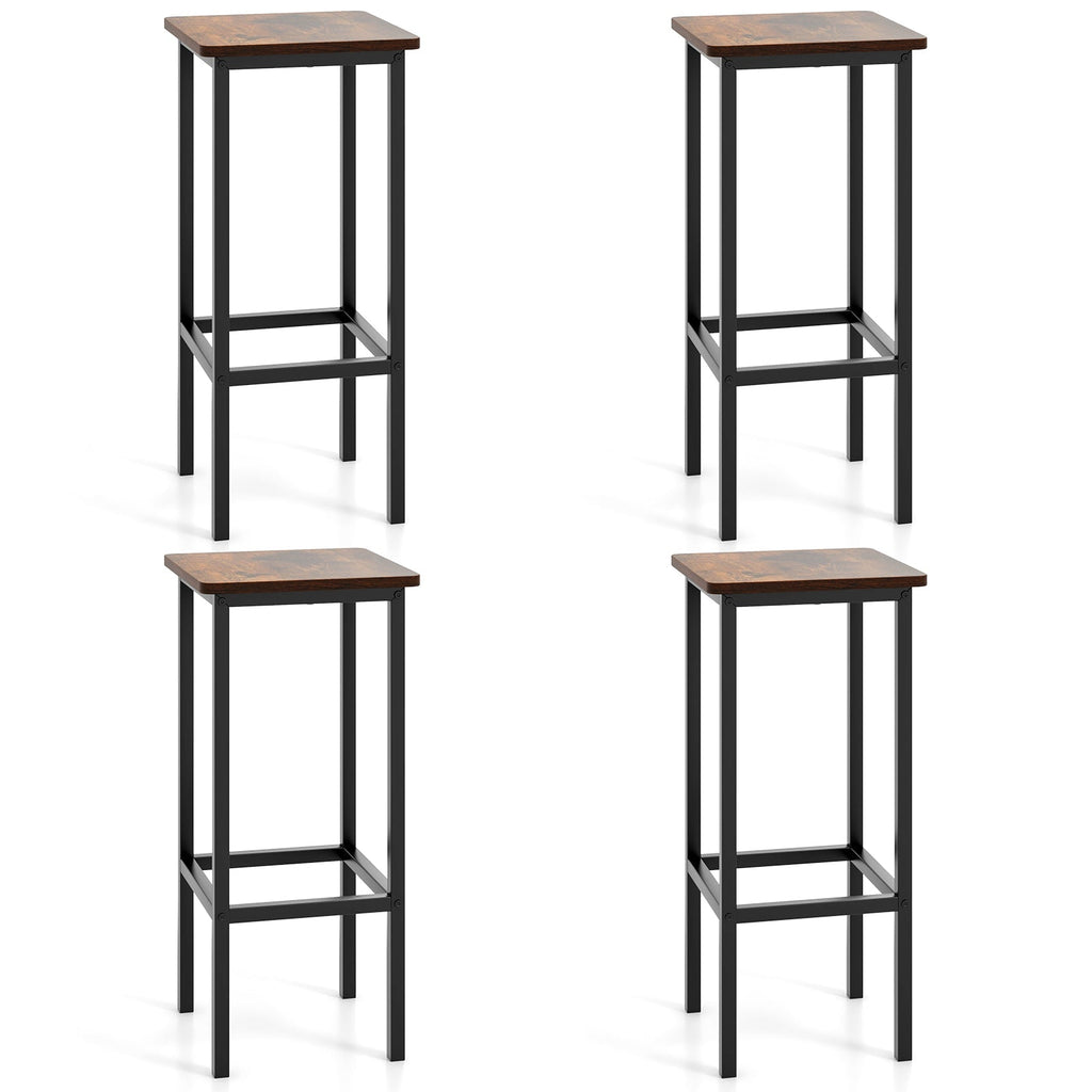 Set of 4 Bar Stool Set 26 Inch Bar Chair with Metal Legs and Footrest