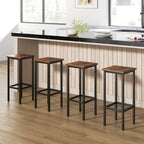 Set of 4 Bar Stool Set 26 Inch Bar Chair with Metal Legs and Footrest