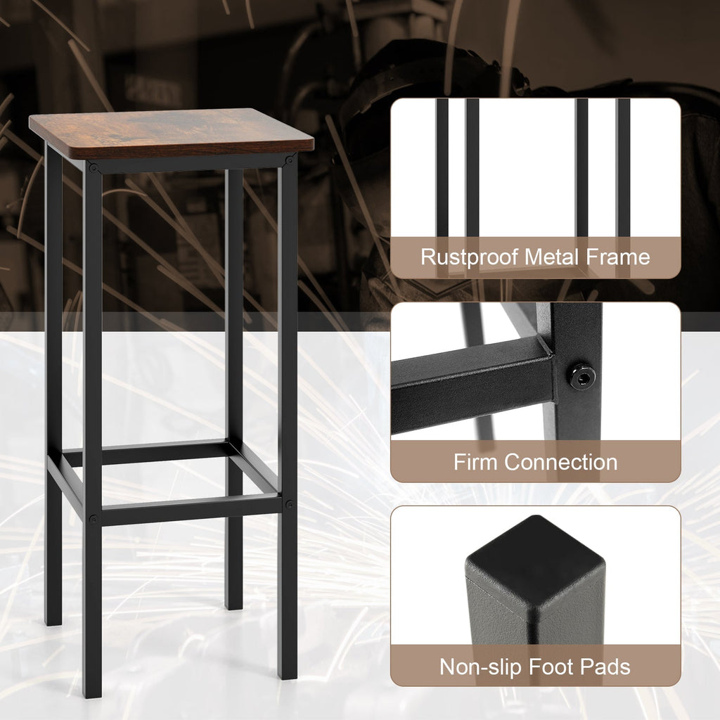 Set of 4 Bar Stool Set 26 Inch Bar Chair with Metal Legs and Footrest