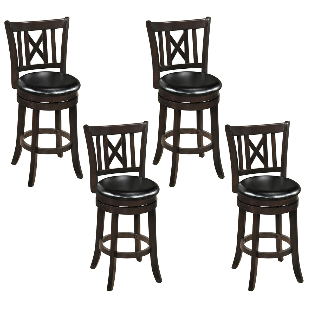 Swivel Bar Stools Set of 4 with Backrest and Footrest