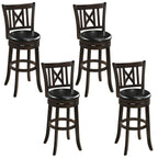 Swivel Bar Stools Set of 4 with Backrest and Footrest