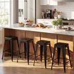 Set of 4 Metal Bar Stools with Backrests and Footrests