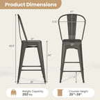 Set of 4 Metal Bar Stools with Backrests and Footrests
