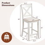 Counter Height Bar Stools Set of 4 with Footrest - White
