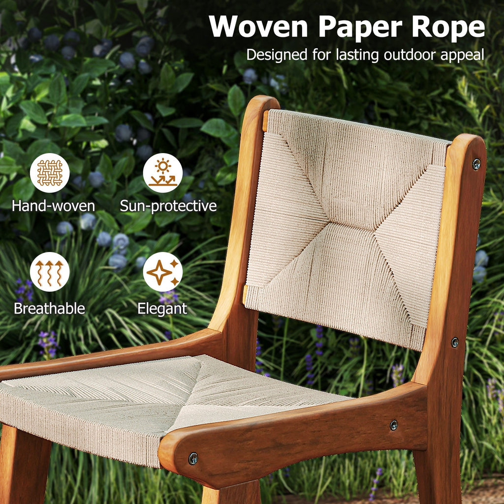 4-Piece Outdoor Counter-Height Bar Stools with Woven Paper Rope Seats