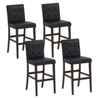Set of 4 PVC Dining Leather Bar Stools with Solid Wood Legs
