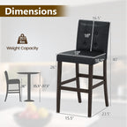 Set of 4 PVC Dining Leather Bar Stools with Solid Wood Legs