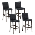 Set of 4 PVC Dining Leather Bar Stools with Solid Wood Legs