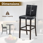 Set of 4 PVC Dining Leather Bar Stools with Solid Wood Legs