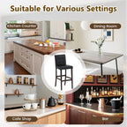 Set of 4 PVC Dining Leather Bar Stools with Solid Wood Legs
