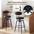 4-Piece Swivel Bar Stools with Faux Leather Seats and Backrests