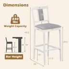 4-Piece Upholstered Bar Stools with Rubberwood Frames