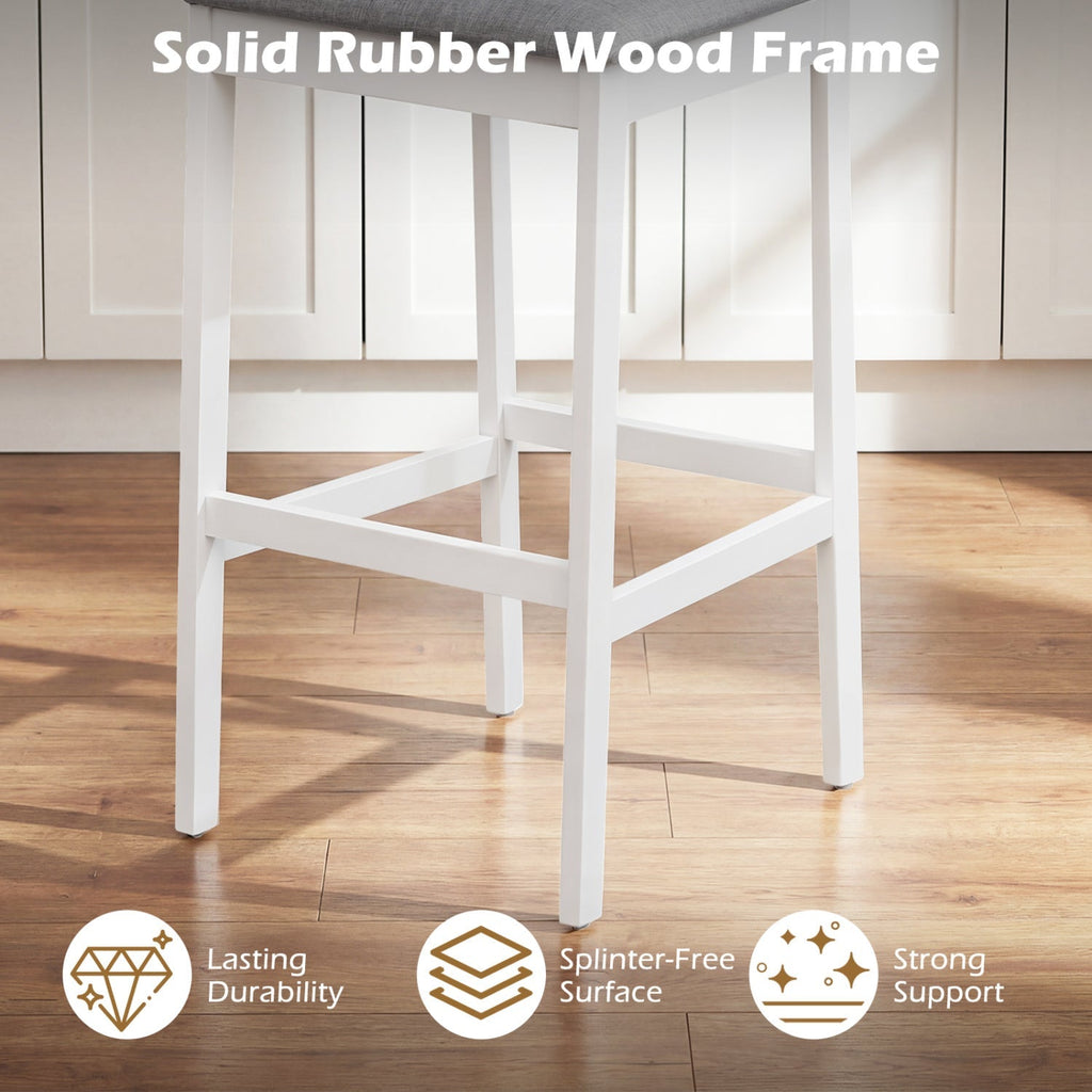 4-Piece Upholstered Bar Stools with Rubberwood Frames