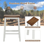 24.5-Inch Set of 2 Saddle Stools Bar Stools with Footrests for Kitchen Island-Walnut & Gray