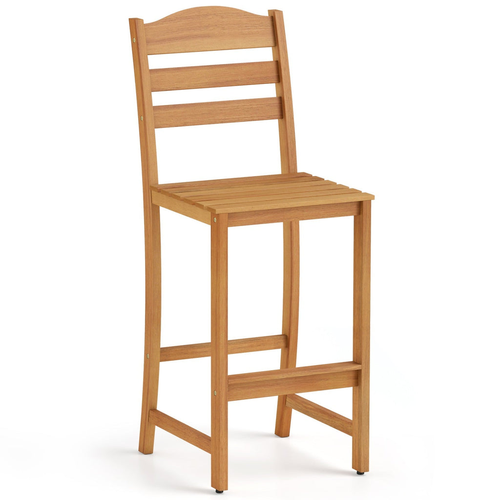 Acacia Wood Bar Stools with Curved Backrest