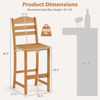 Acacia Wood Bar Stools with Curved Backrest