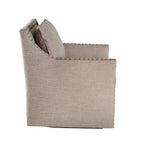 Euro Burlap Fabric Swivel Club Chair