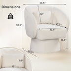 Swivel Accent Chair Upholstered Barrel Chair with Curved Back and Removable Lumbar Pillow