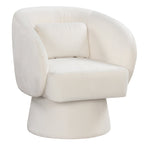 Swivel Accent Chair Upholstered Barrel Chair with Curved Back and Removable Lumbar Pillow