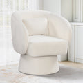 Swivel Accent Chair Upholstered Barrel Chair with Curved Back and Removable Lumbar Pillow