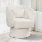 Swivel Accent Chair Upholstered Barrel Chair with Curved Back and Removable Lumbar Pillow