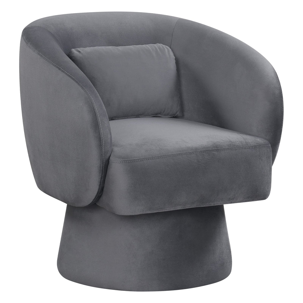 Swivel Accent Chair Upholstered Barrel Chair with Curved Back and Removable Lumbar Pillow
