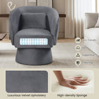 Swivel Accent Chair Upholstered Barrel Chair with Curved Back and Removable Lumbar Pillow