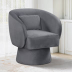 Swivel Accent Chair Upholstered Barrel Chair with Curved Back and Removable Lumbar Pillow