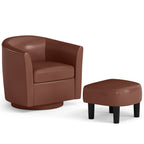 Modern Club Swivel Accent Chair with Ottoman Footrest Curved Backrest