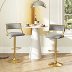 Swivel Bar Stool Set of 2 Dutch Velvet Height Adjustable Island Stools-Grey