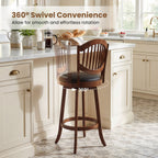 Swivel Bar Stools Set of 2 with Backrest and Wood Frame