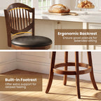Swivel Bar Stools Set of 2 with Backrest and Wood Frame