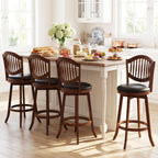 Swivel Bar Stools Set of 2 with Backrest and Wood Frame