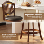 Swivel Bar Stools Set of 2 with Backrest and Wood Frame