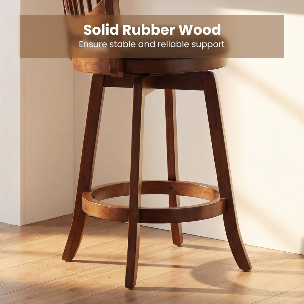 Swivel Bar Stools Set of 2 with Backrest and Wood Frame