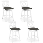 4-Piece Swivel Bar Stools with Linen Cushions and Backrests